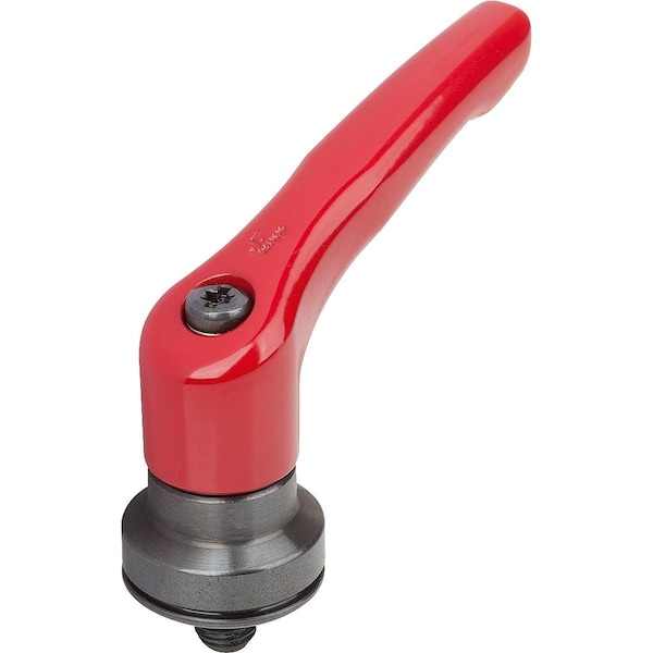 Adjustable Handle W Clamp Force Intensif Size:2 M08X10, Zinc Red Ral3003, Comp:Steel Black Oxidized